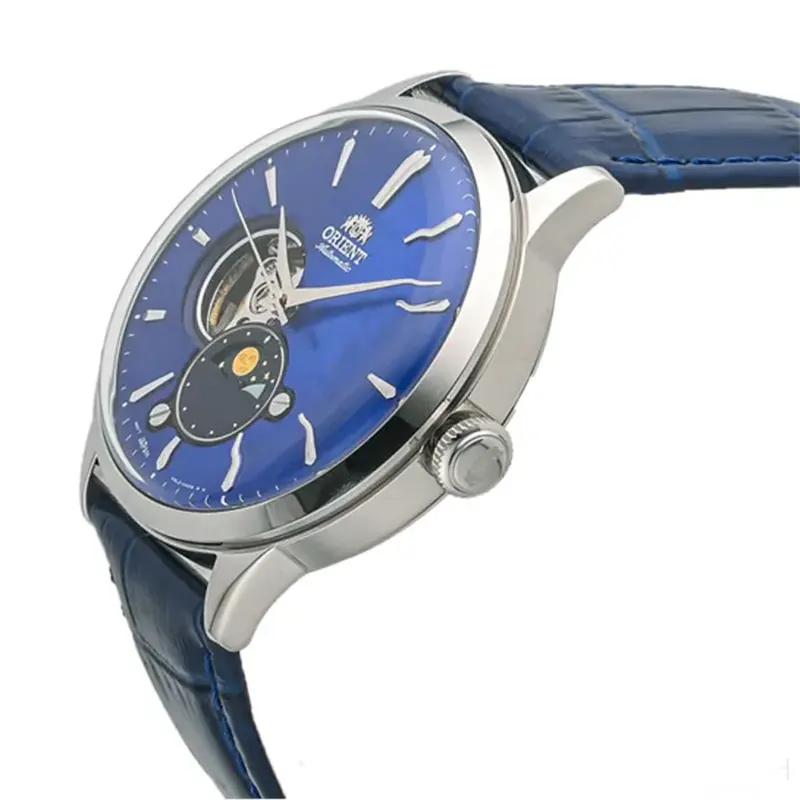 Orient Sun and Moon Open Heart Blue Dial Watch For Men's  | RA-AS0103A